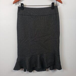 Express Design Studio - Womens  Size0 Gray Trumpet Pencil Skirt Ruffle Hem /A169